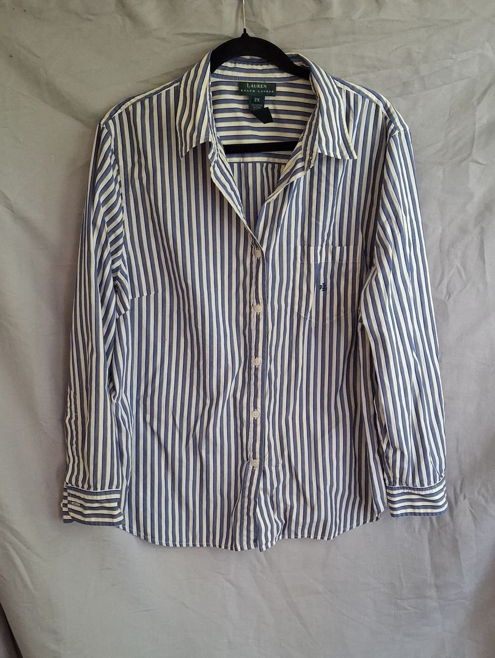 Lauren Ralph Lauren Blue & White With Yellow Striped Button-Down Shirt